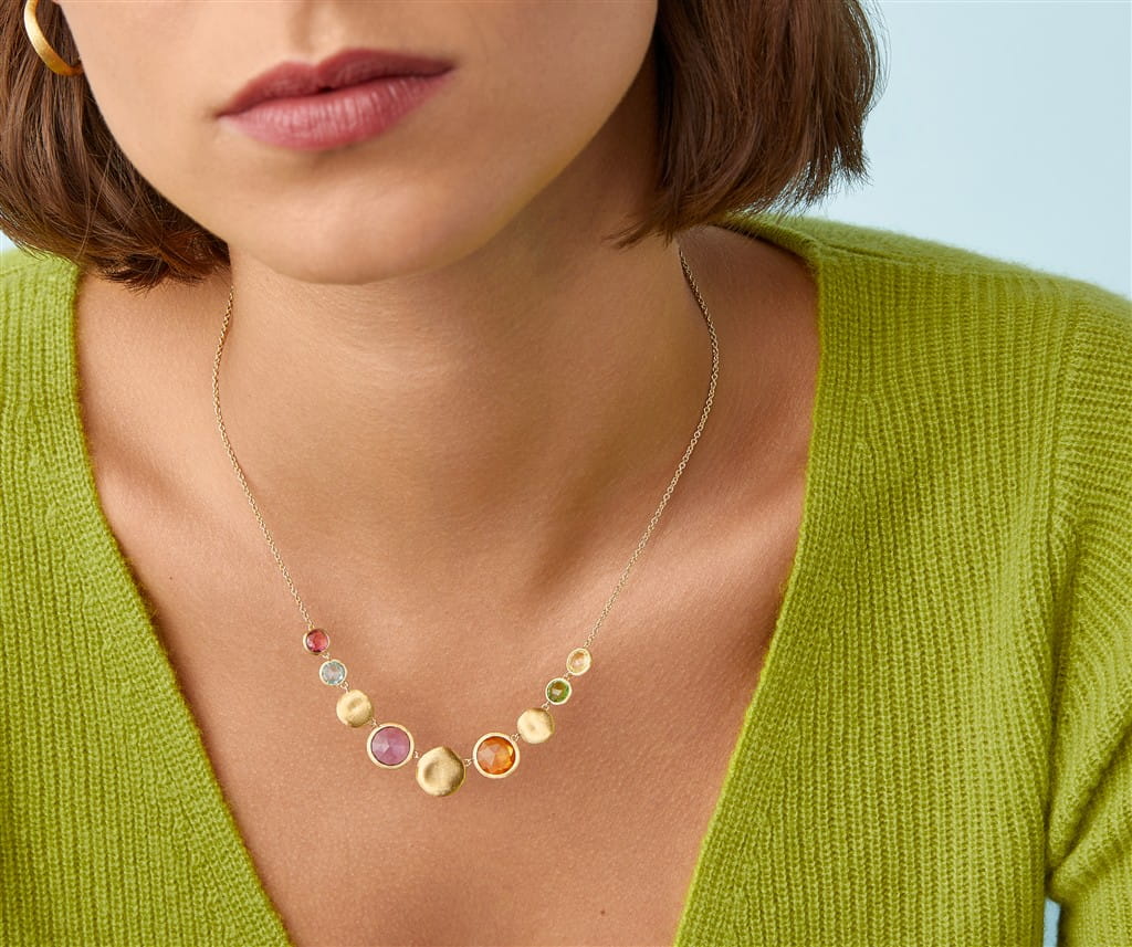 Marco Bicego 18K Yellow Gold Marco Bicego Multicolored Necklace with Adjustable Chain Necklaces