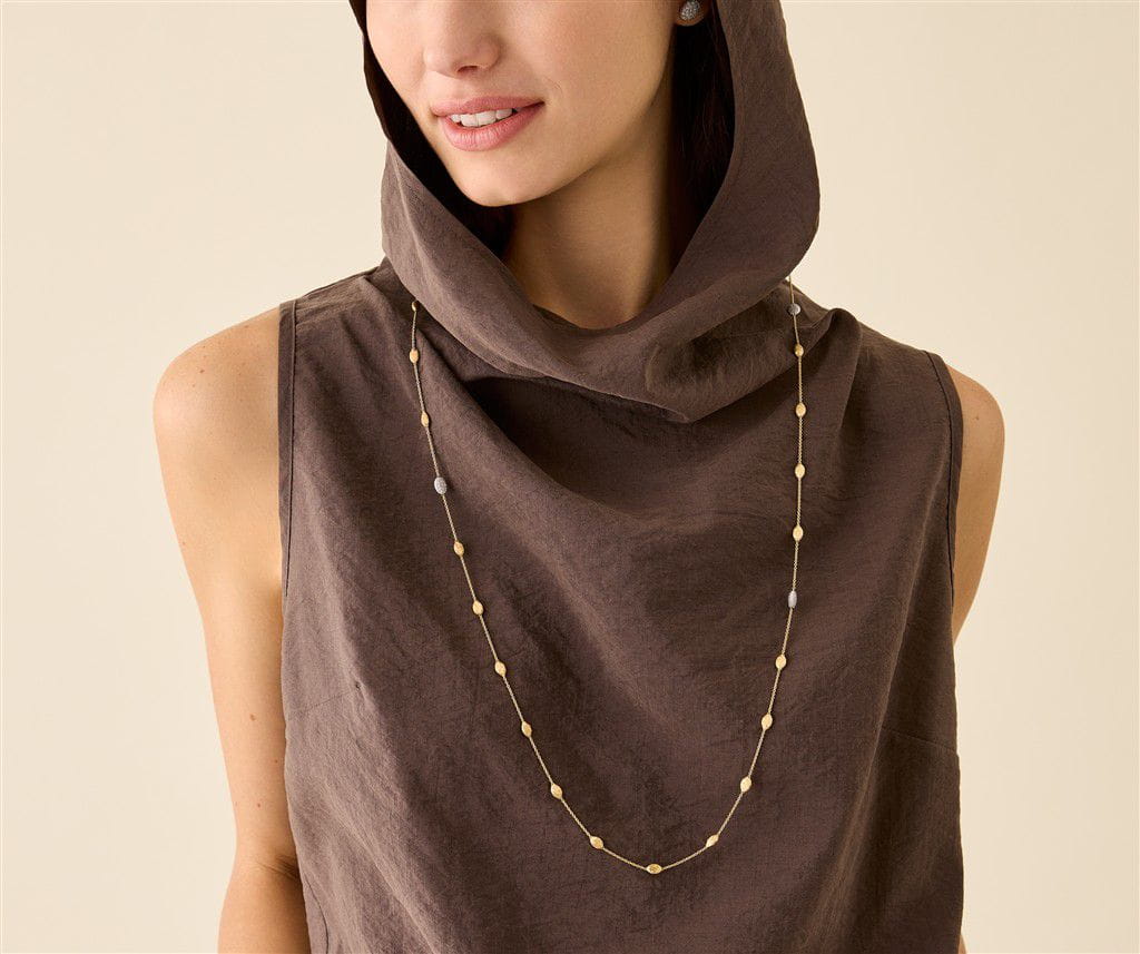 Marco Bicego 18K Yellow Gold Marco Bicego Bean Necklace with Diamonds, 36" Necklaces