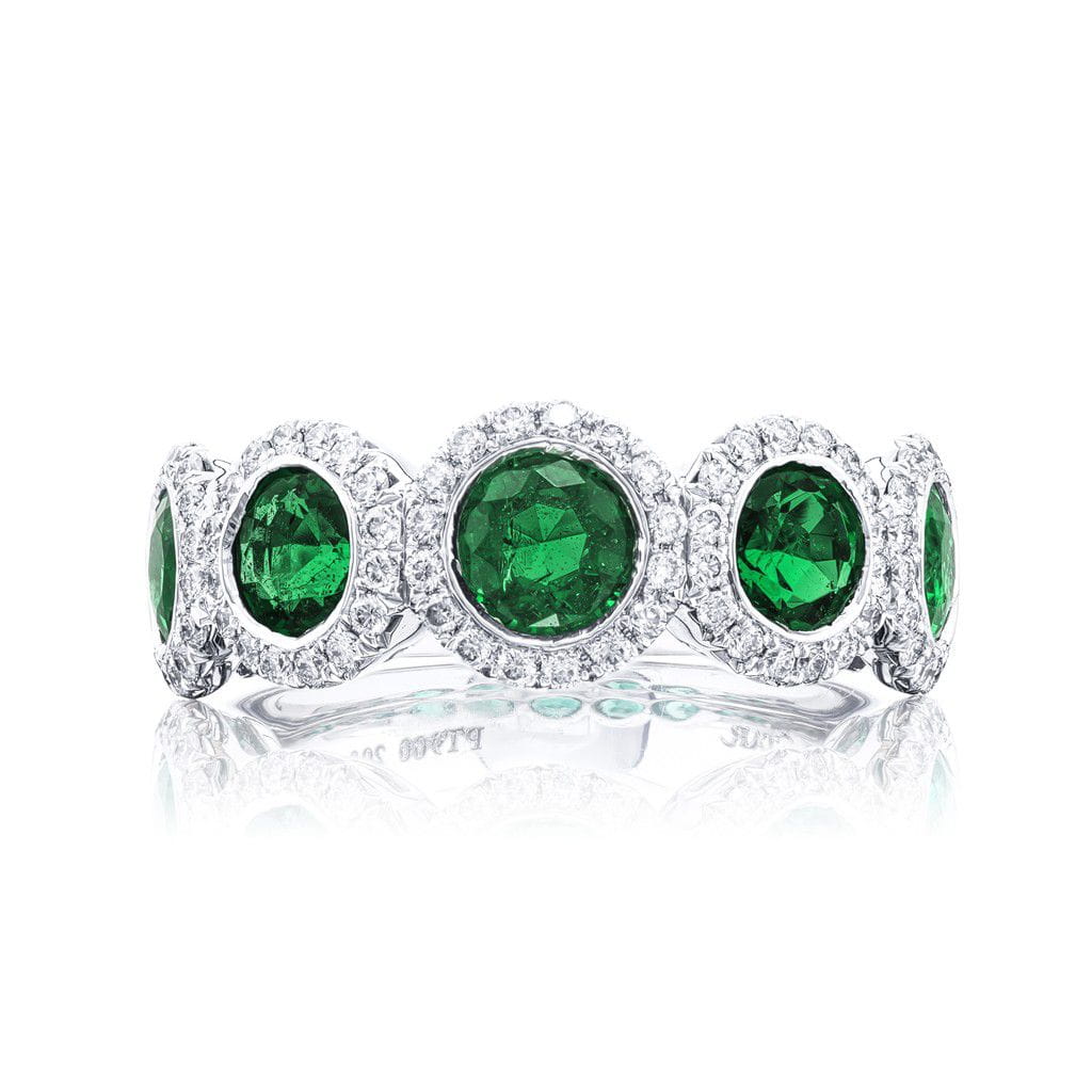 JB Star Platinum JB Star Emerald and Diamond Halo Band Rings - Women's
