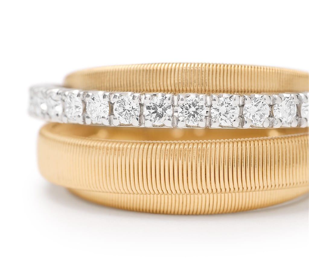 Marco Bicego 18K Yellow Gold Marco Bicego 4-Strand Coil Ring with Diamond Pave Band Rings - Women's