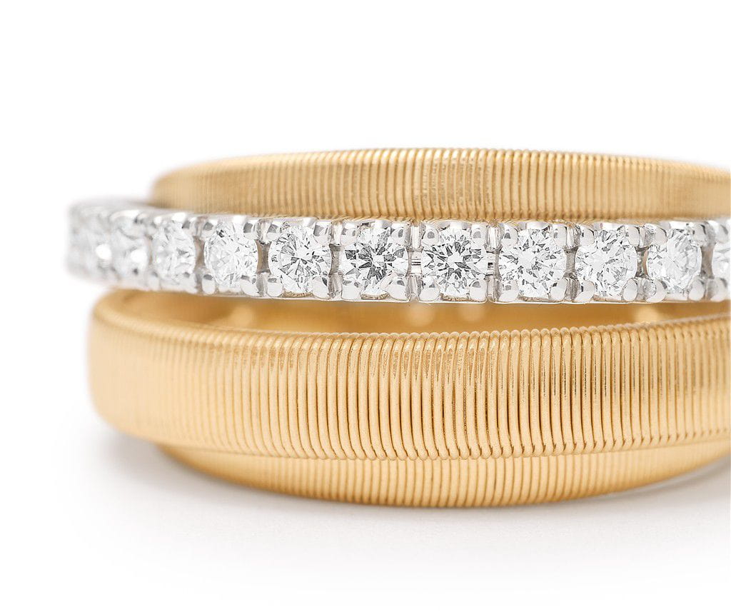 Marco Bicego 18K Yellow Gold Marco Bicego 4-Strand Coil Ring with Diamond Pave Band Rings - Women's