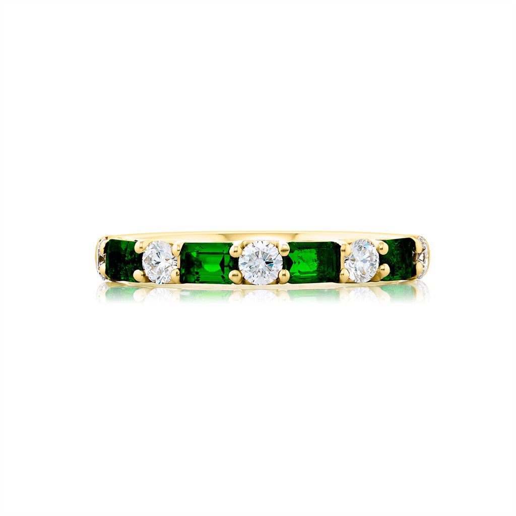 JB Star 18K Yellow Gold JB Star Emerald and Diamond Half Eternity Band Rings - Women's