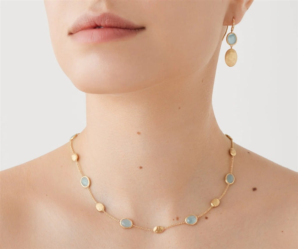 Marco Bicego 18K Yellow Gold Marco Bicego Aquamarine & Diamond Accent Earrings Earrings