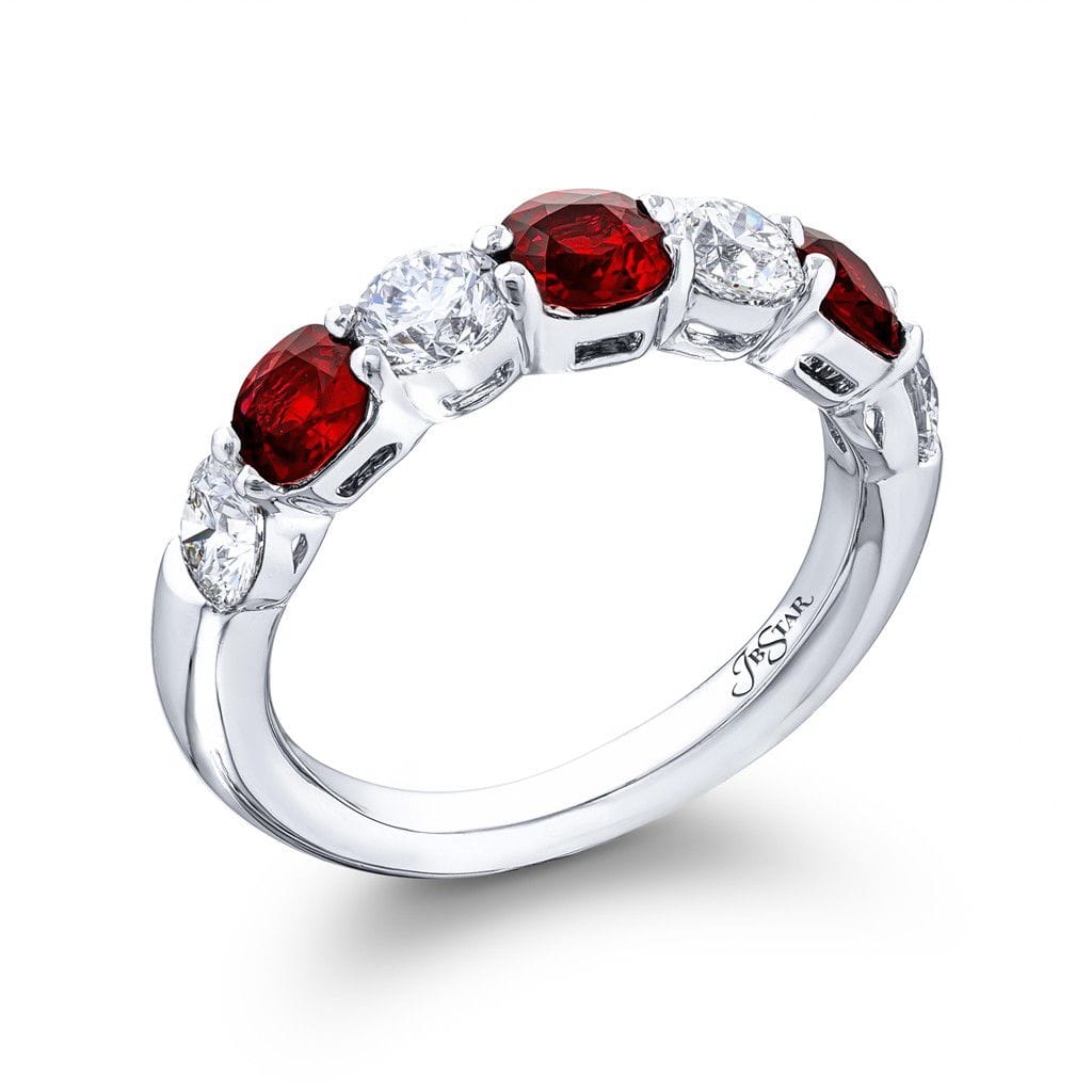 JB Star Platinum JB Star Ruby and Diamond Half Eternity Band Rings - Women's