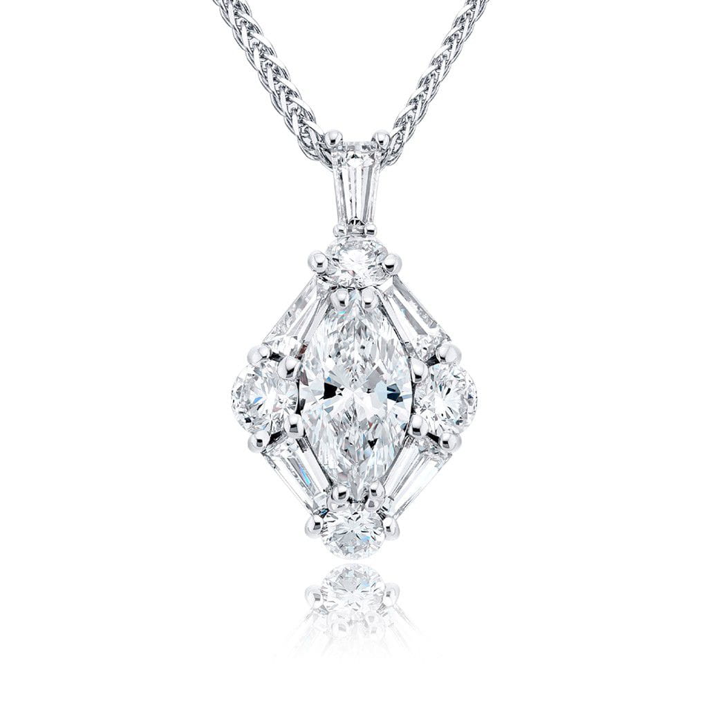 JB Star Platinum JB Star Marquise Cut Diamond Pendant Rings - Women's