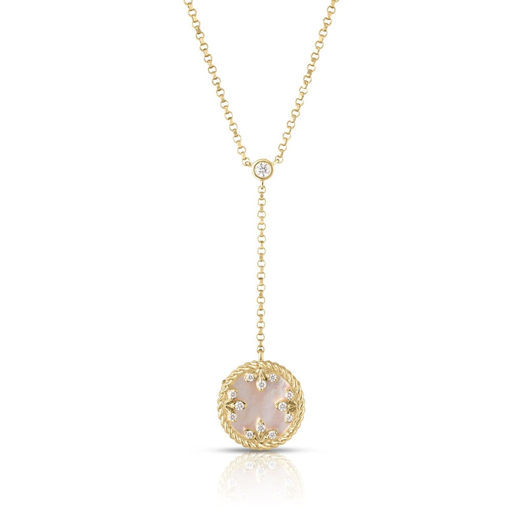 Roberto Coin 18K Yellow Gold Roberto Coin Diamond Doublet White Mother of Pearl Drop Necklace Necklaces