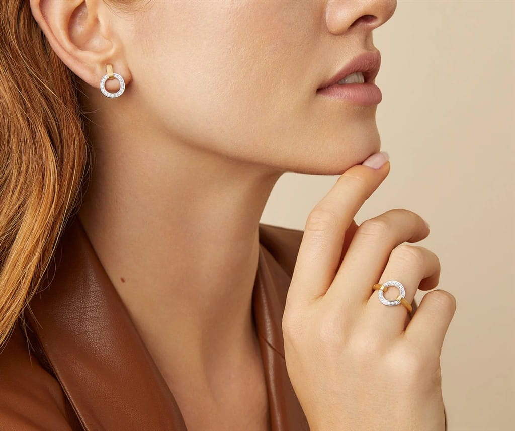 Marco Bicego 18K Yellow Gold Marco Bicego Flat-Link Diamond Stud Earrings Earrings