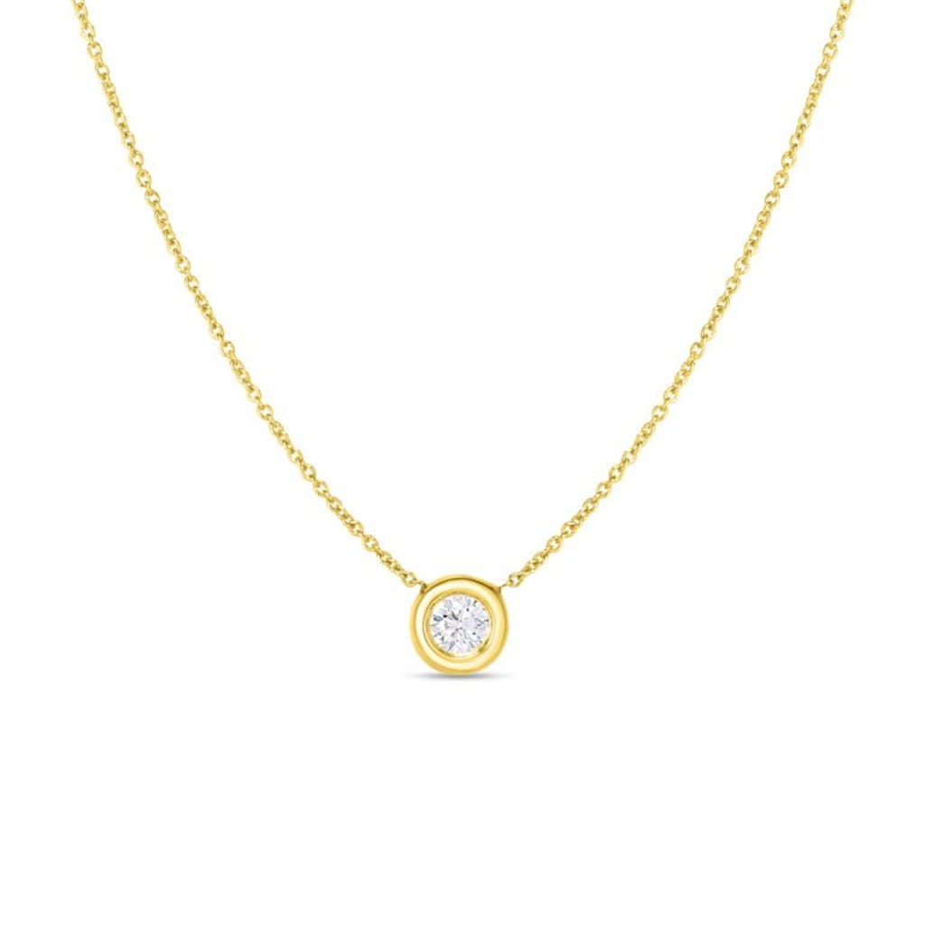 Roberto Coin 18K Yellow Gold Tiny Treasure Single Diamond Bezel Necklace Necklaces
