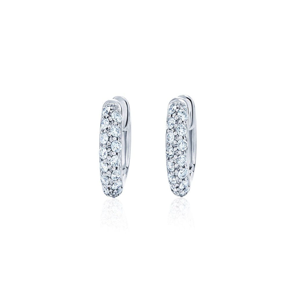 Kwiat 18K White Gold Kwiat Petite Hoop Earrings with Pavé Diamonds Earrings