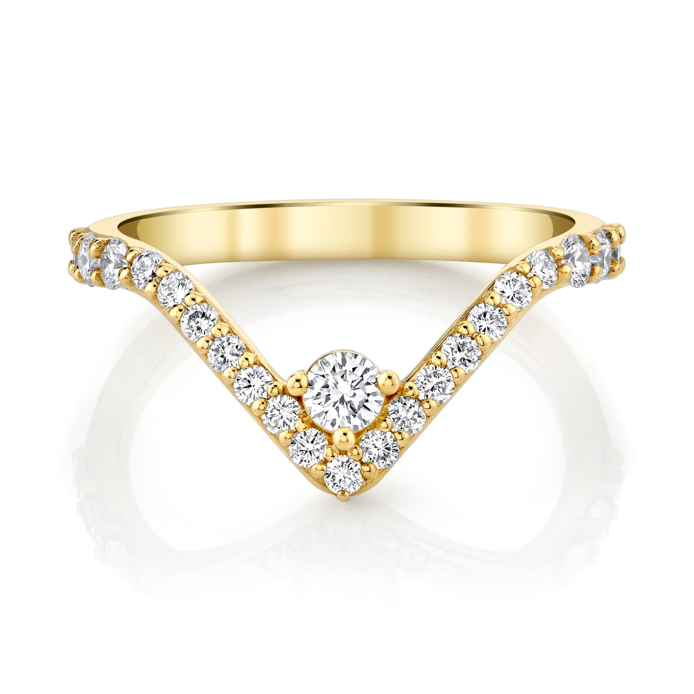 Emerson Fine Jewelry 18K Yellow Gold Primrose Center Diamond Chevron Band Rings - Women's