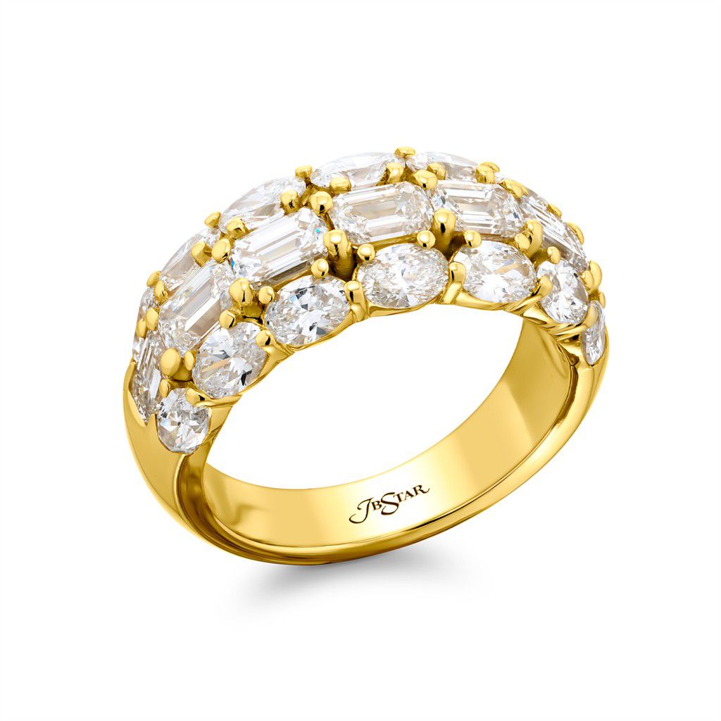 JB Star 18K Yellow Gold JB Star Three-Row Diamond Band Rings - Women's