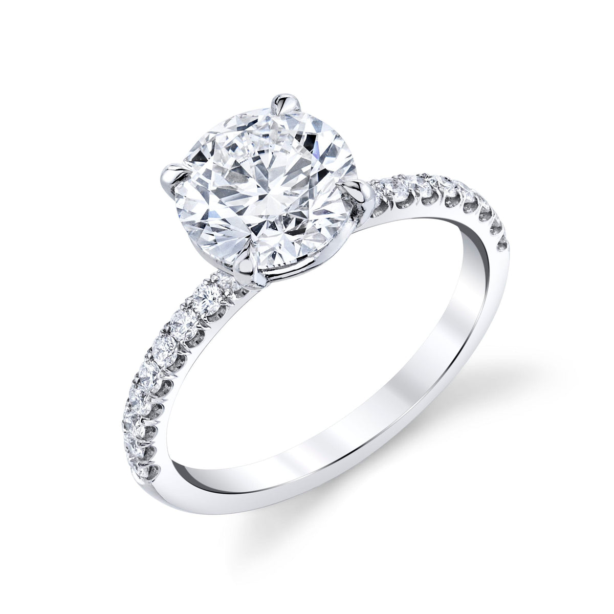 Emerson Fine Jewelry Round Shaped Diamond Engagement Ring with Pave Diamonds