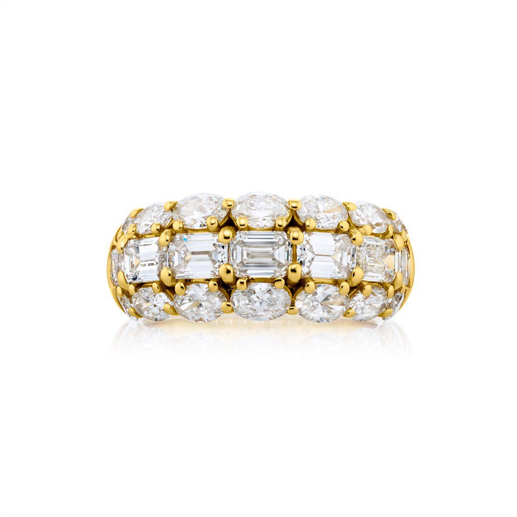 JB Star 18K Yellow Gold JB Star Three-Row Diamond Band Rings - Women's