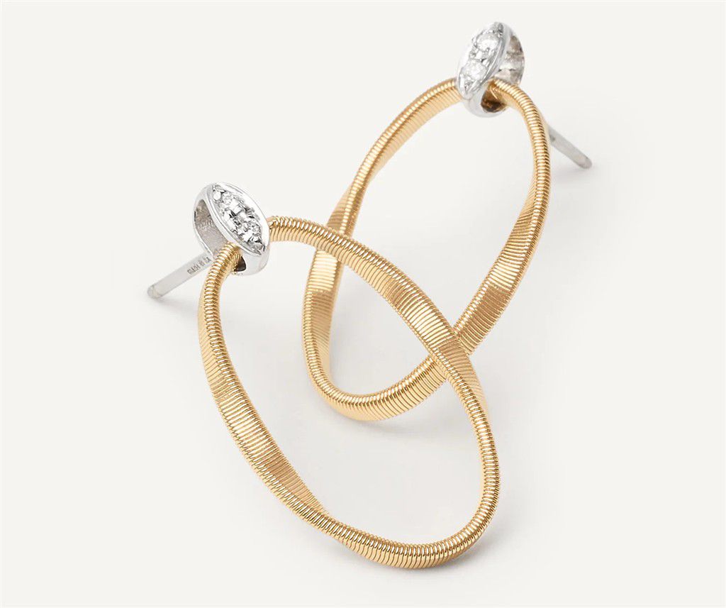 18K Yellow Gold Marco Bicego Diamond Link Earrings