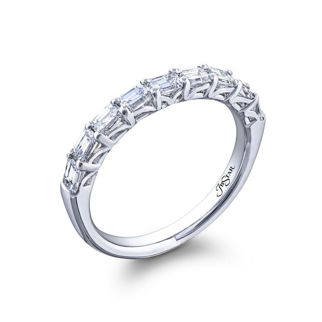JB Star Platinum JB Star 9 Shared Prong Emerald Cut Diamond Band Rings - Women's