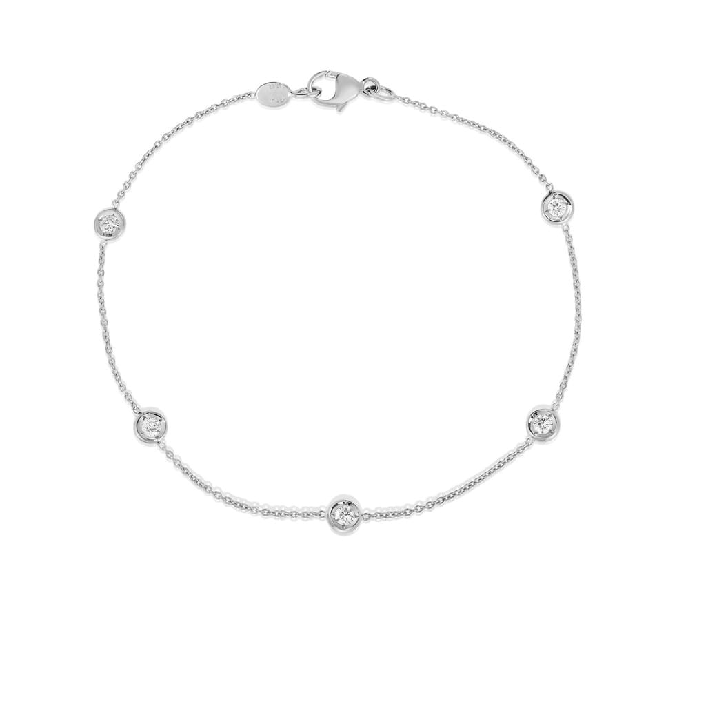 Roberto Coin 18K White Gold Roberto Coin Five Bezel Set Diamond Bracelet Bracelets - Women's
