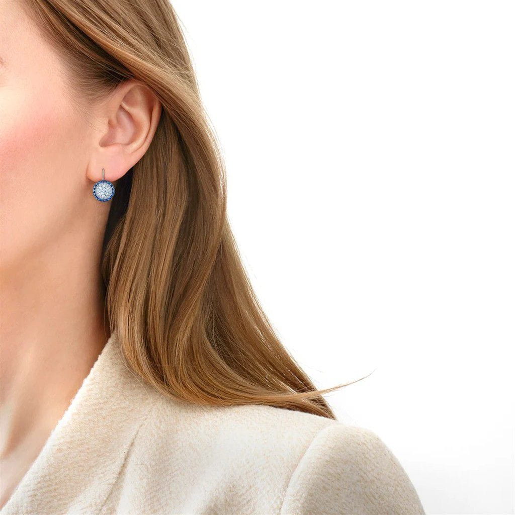 Kwiat 18K White Gold Kwiat Silhouette Round Diamond and Sapphire Halo Drop Earrings Earrings
