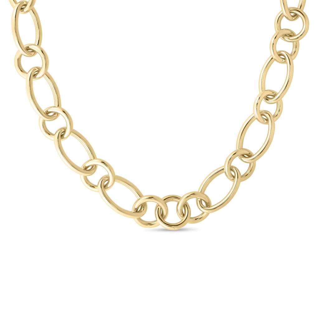 18K Yellow Gold Roberto Coin Alternating Round and Oval Link Chain