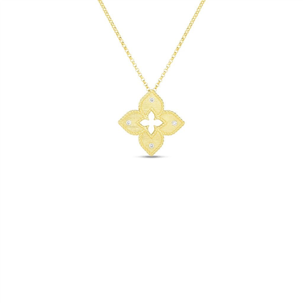 18K Yellow Gold Roberto Coin Diamond Petite Venetian Necklace