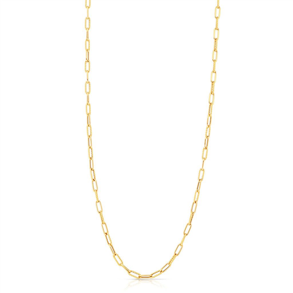 Roberto Coin 18K Yellow Gold Roberto Coin Alternating Polished & Fluted Paperclip Link Necklace Necklaces