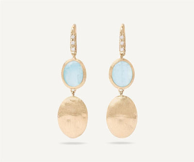 Marco Bicego 18K Yellow Gold Marco Bicego Aquamarine & Diamond Accent Earrings Earrings