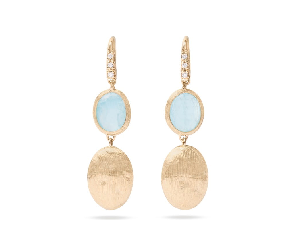 Marco Bicego 18K Yellow Gold Marco Bicego Aquamarine & Diamond Accent Earrings Earrings