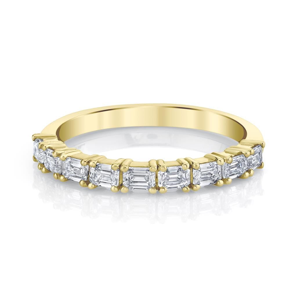 Emerson Fine Jewelry 18K Yellow Gold East-West Half Eternity Emerald Cut Diamond Band Rings - Women's