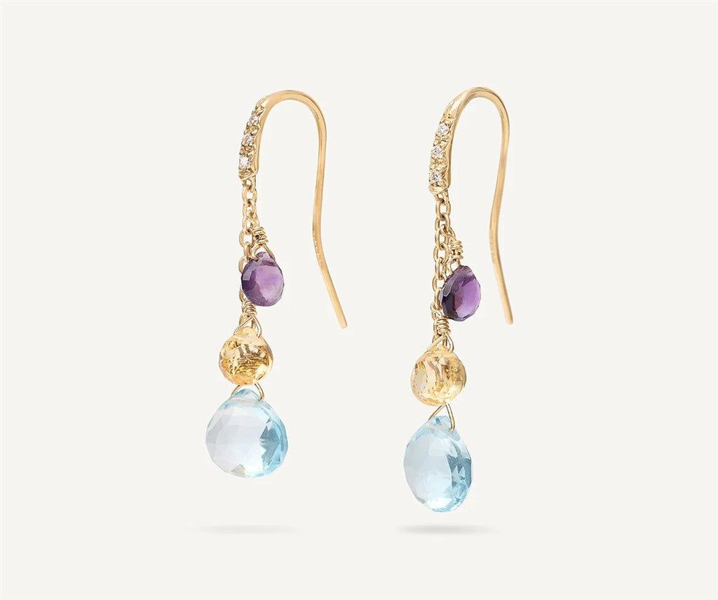 Marco Bicego 18K Yellow Gold Marco Bicego Gemstone Earrings with Diamonds, Blue Topaz Accents Earrings