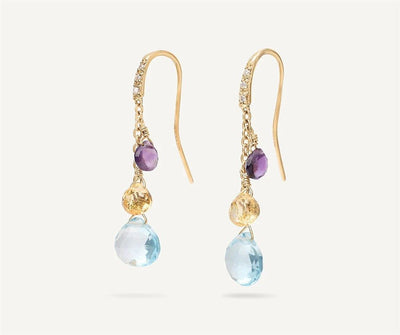 Marco Bicego 18K Yellow Gold Marco Bicego Gemstone Earrings with Diamonds, Blue Topaz Accents Earrings