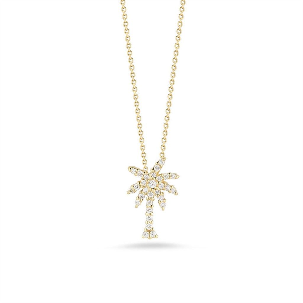 18K Yellow Gold Roberto Coin Diamond Palm Tree Pendant