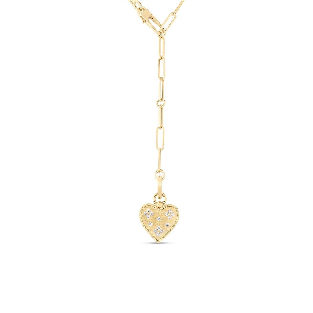 18K Yellow Gold Roberto Coin Venetian Princess Small Heart Medallion Necklace