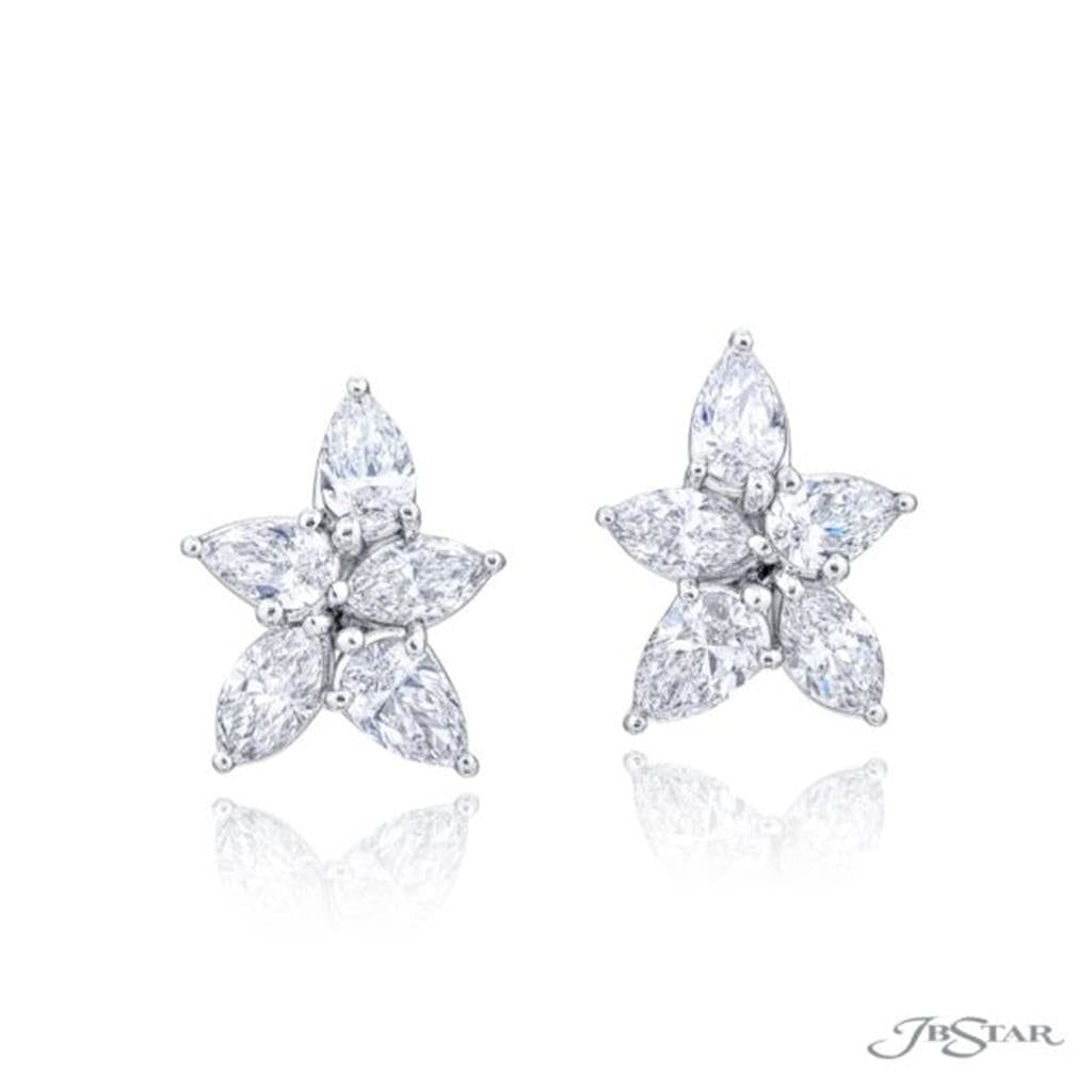 JB Star Platinum JB Floral Diamond Earrings 6.24ctw Earrings