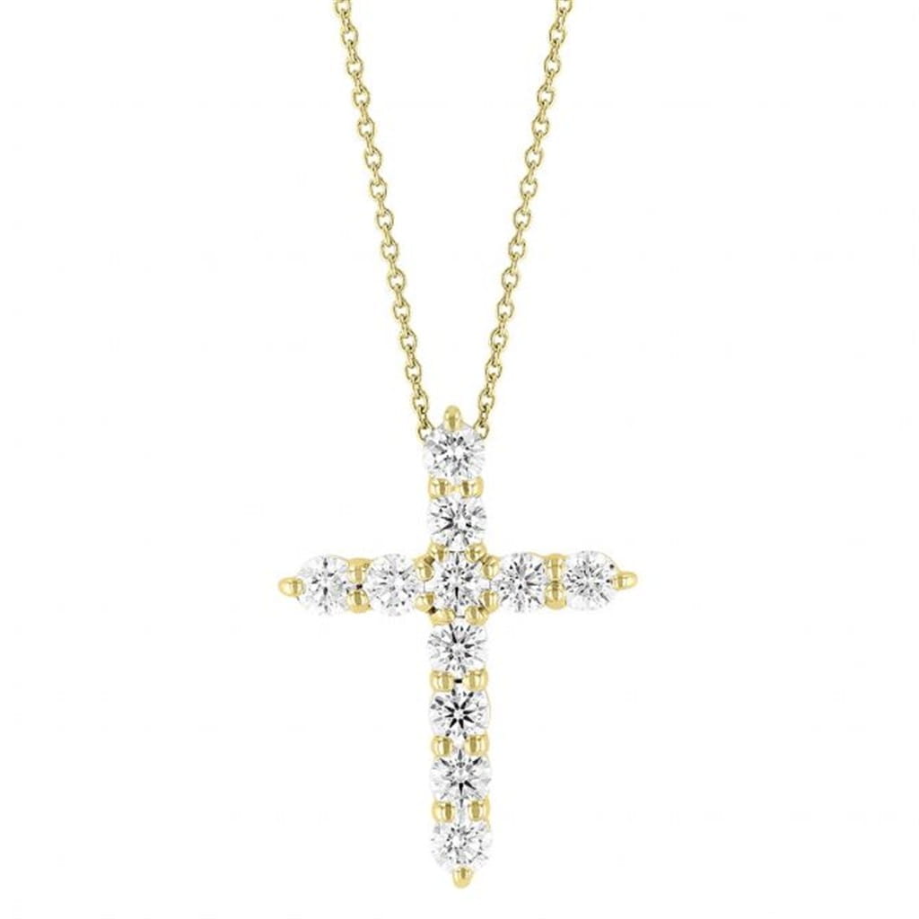 Roberto Coin 18K Yellow Gold Tiny Treasure Diamond Cross Necklace Pendants