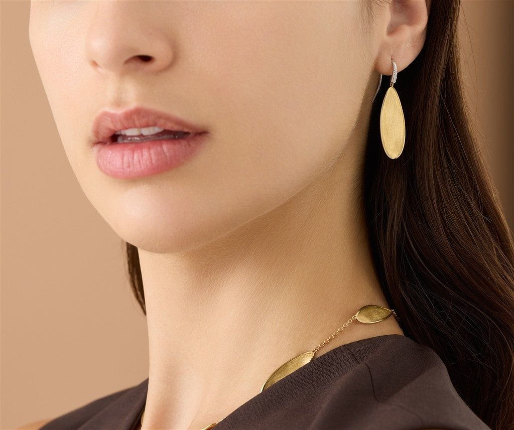 Marco Bicego 18K Yellow Gold Marco Bicego Petal Drop Earring with Diamond Hook Earrings