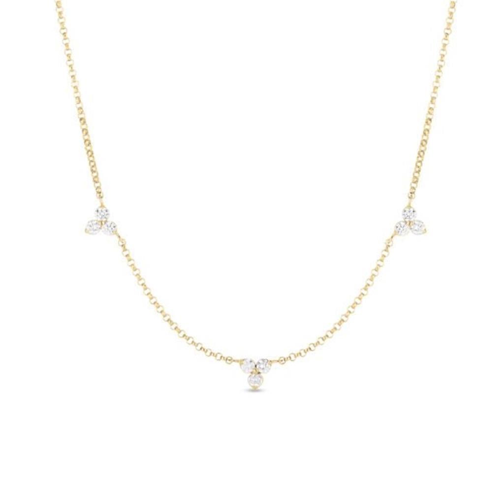Roberto Coin 18K Yellow Gold Roberto Coin Diamonds by the Inch 3 Station Flower Necklace Necklaces