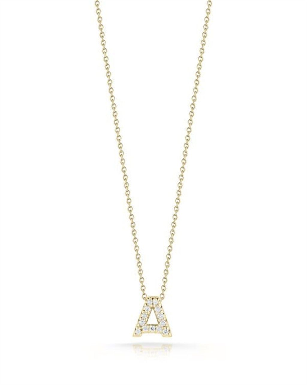 18K Yellow Gold Roberto Coin Letter "A" Pendant with Diamonds