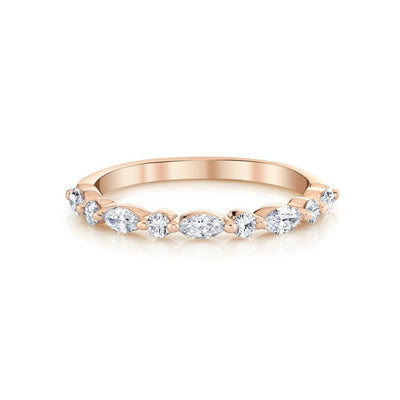 18K Rose Gold Mix Shape Shared Prong Diamond Band