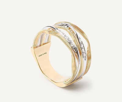 Marco Bicego 18K Yellow Gold Marco Bicego 5-Strand Coil Ring with Diamond Strands Rings - Women's