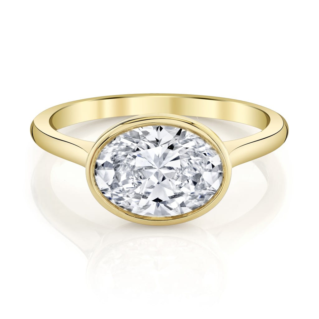 Emerson Fine Jewelry 18K Yellow Gold Rea Oval East-West Diamond Engagement Ring Engagement Rings
