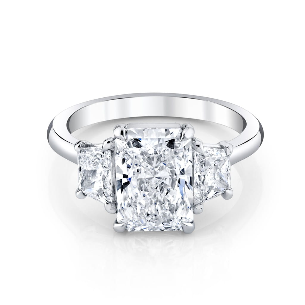 Emerson Fine Jewelry Platinum Three Stone Radiant Center Diamond Engagement Ring Engagement Rings