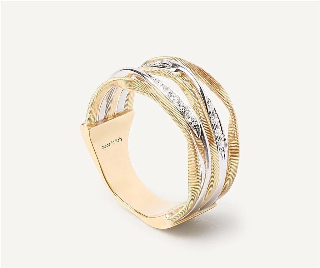 Marco Bicego 18K Yellow Gold Marco Bicego 5-Strand Coil Ring with Diamond Strands Rings - Women's