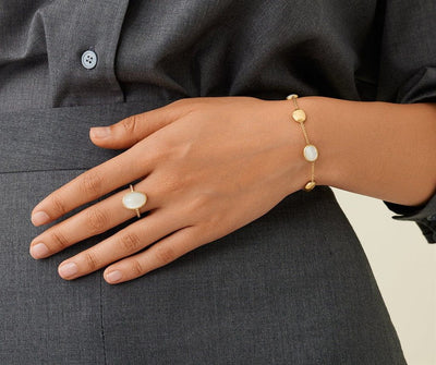 Marco Bicego 18K Yellow Gold Marco Bicego Mother of Pearl Ring with Diamond Pave Shank Rings - Women's
