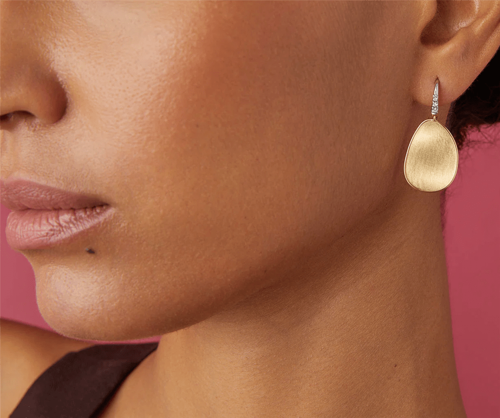 Marco Bicego 18K Yellow Gold Marco Bicego Petal Drop Earrings with Diamonds, Medium Earrings