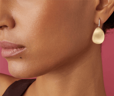 Marco Bicego 18K Yellow Gold Marco Bicego Petal Drop Earrings with Diamonds, Medium Earrings