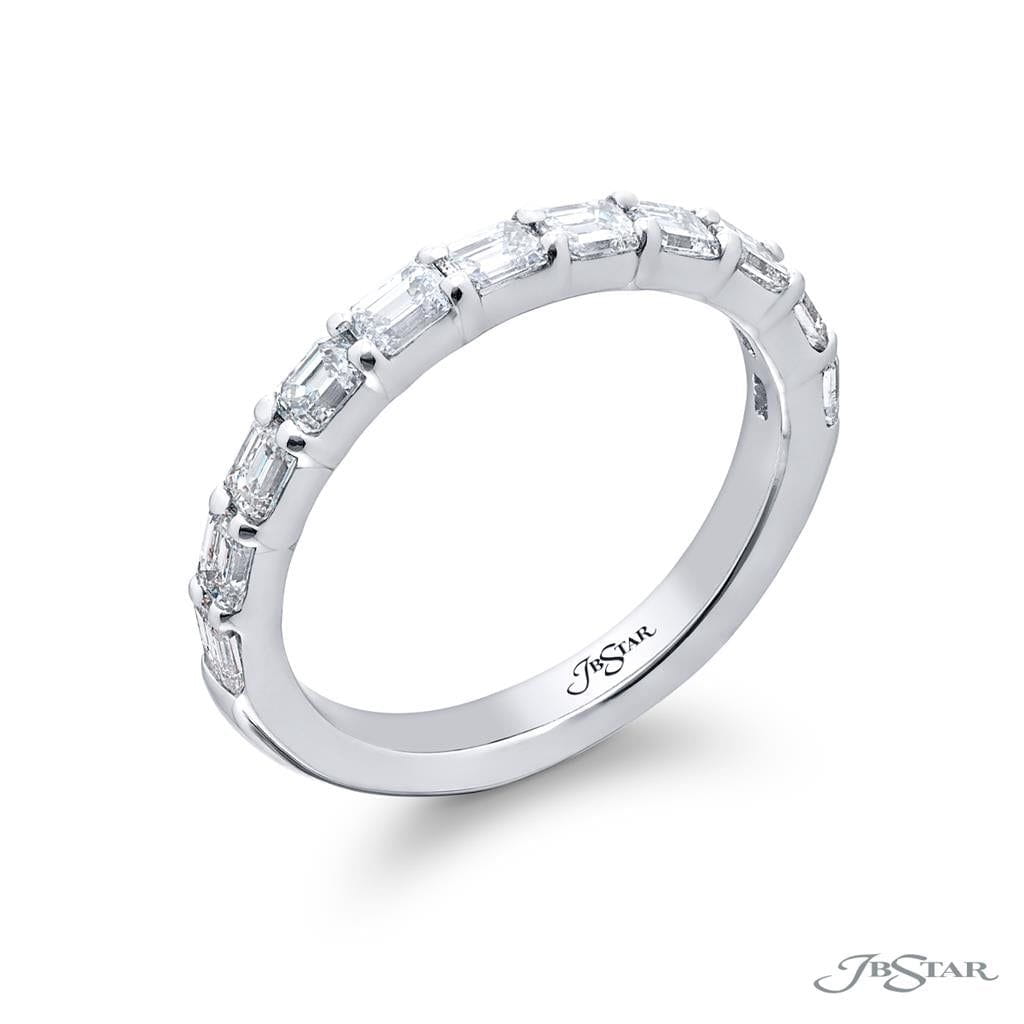 JB Star Platinum JB Star East to West Diamond Wedding Band Featuring Emerald Cut Diamonds Rings - Women's