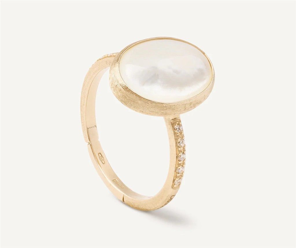 Marco Bicego 18K Yellow Gold Marco Bicego Mother of Pearl Ring with Diamond Pave Shank Rings - Women's