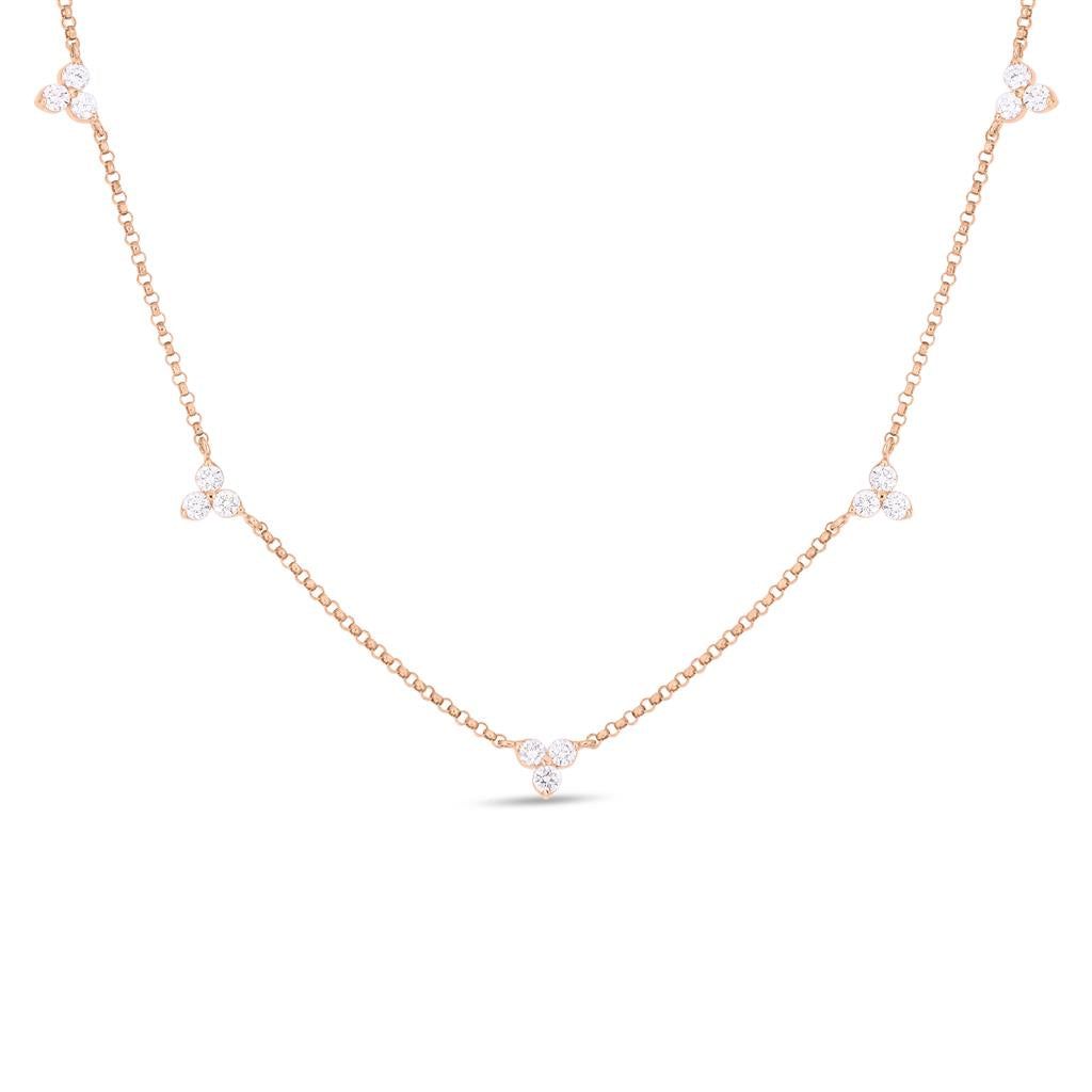 Roberto Coin 18K Rose Gold Roberto Coin Diamonds By The Inch 5 Station Flower Necklace Necklaces