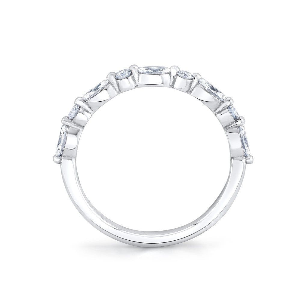Platinum Mix Shape Shared Prong Diamond Band