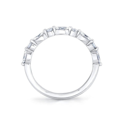 Platinum Mix Shape Shared Prong Diamond Band