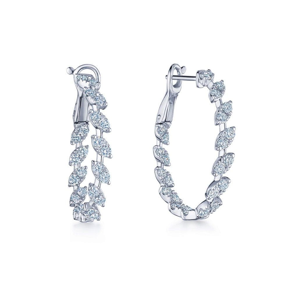 Kwiat 18K White Gold Kwiat Sunburst Marquise Diamond Hoop Earrings Earrings